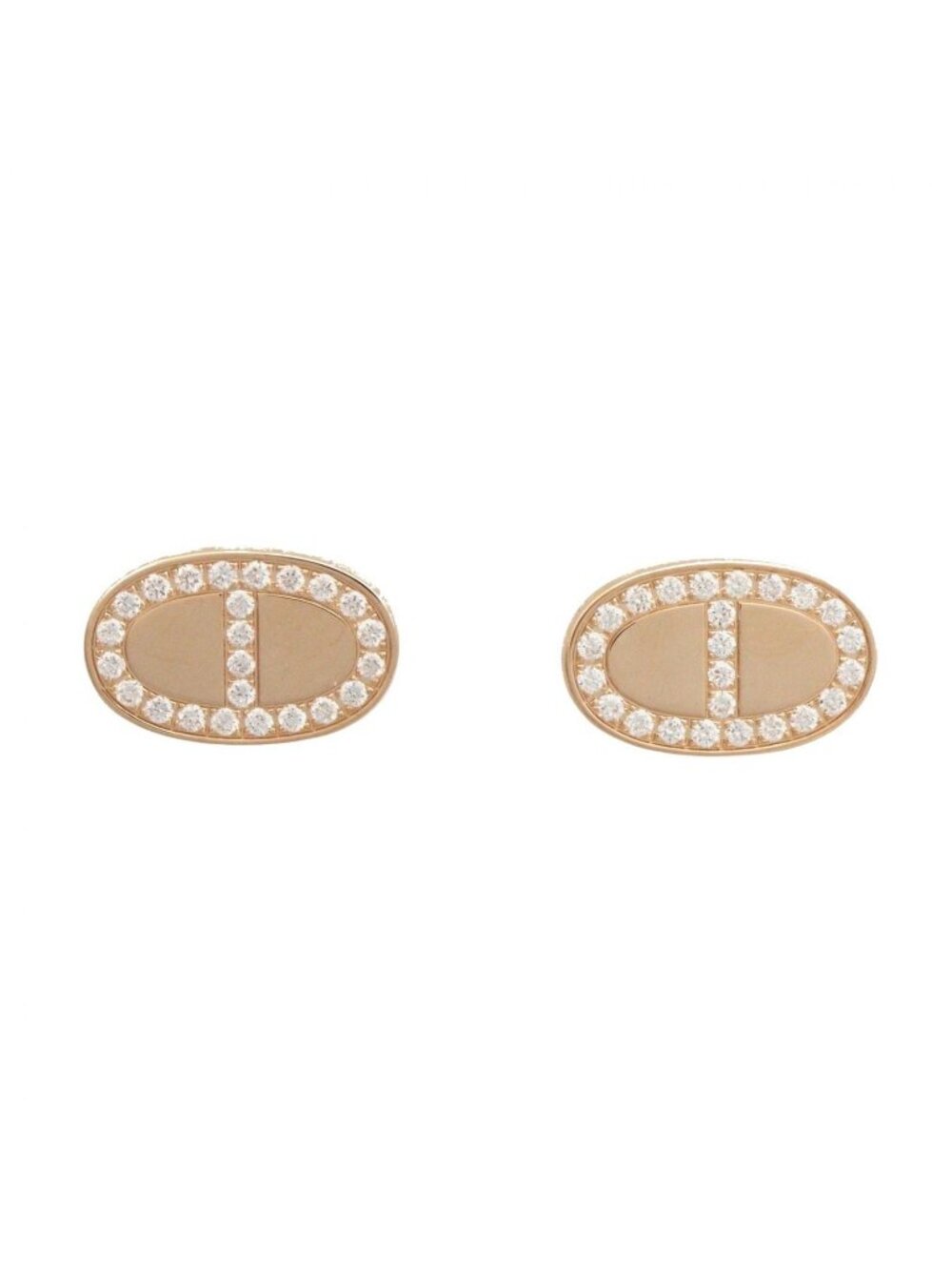Hermes Earrings Chaine D'ancre Contour 18k Pink Gold Diamond